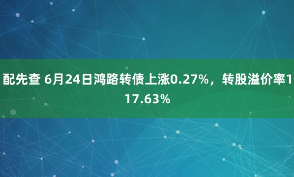 配先查 6月24日鴻路轉(zhuǎn)債上漲0.27%，轉(zhuǎn)股溢價(jià)率117.63%
