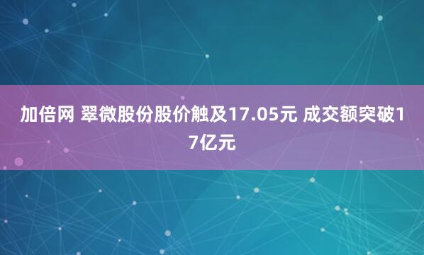 加倍網(wǎng) 翠微股份股價(jià)觸及17.05元 成交額突破17億元