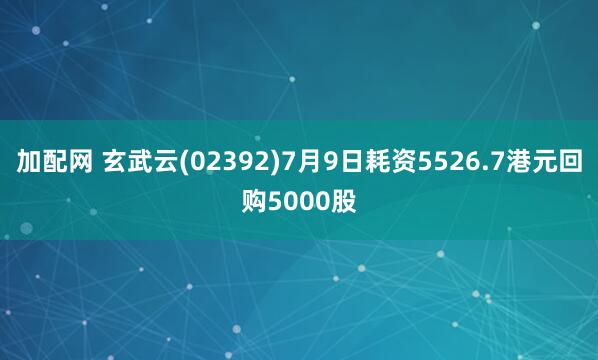 加配網(wǎng) 玄武云(02392)7月9日耗資5526.7港元回購(gòu)5000股